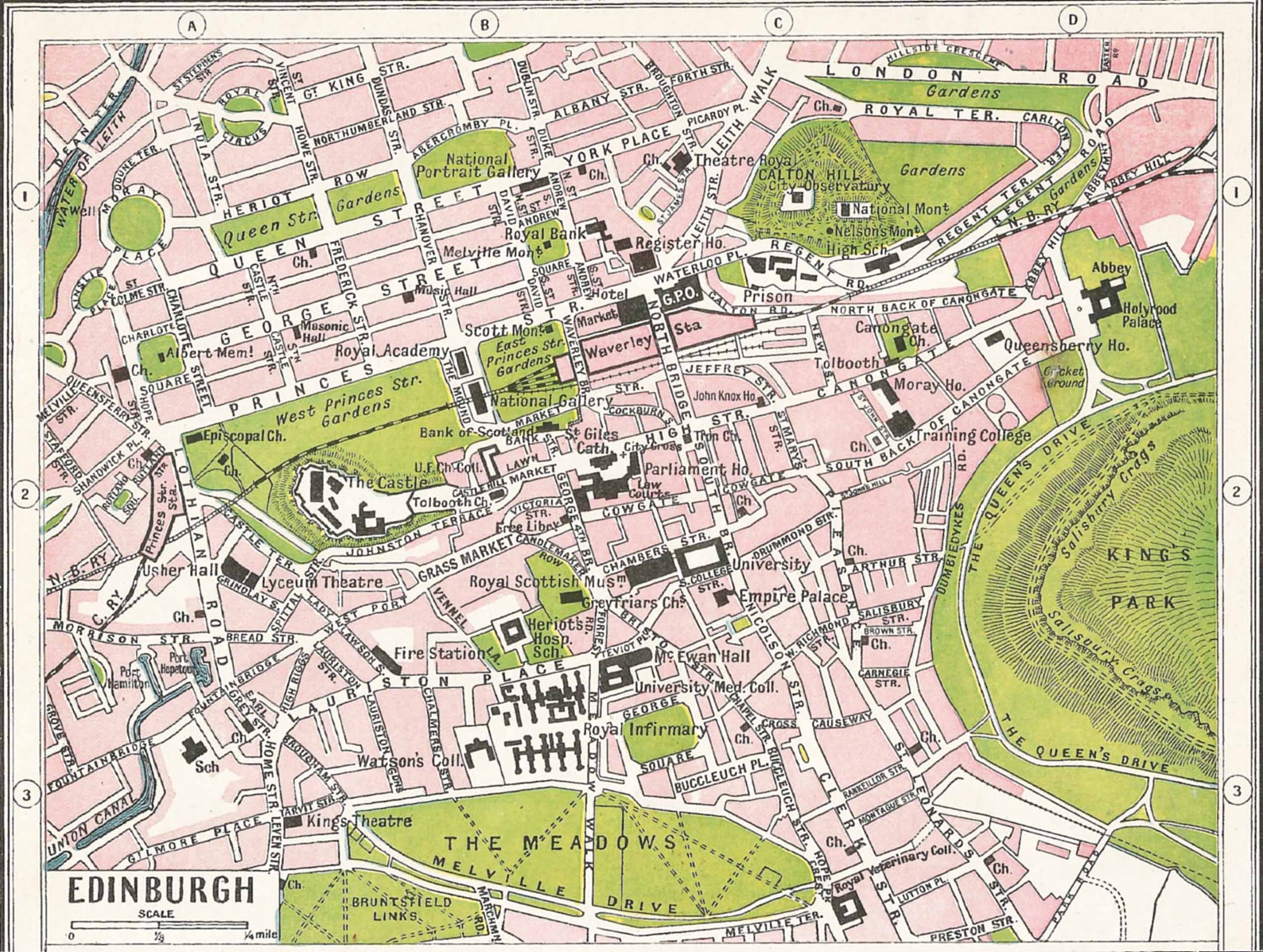 Edinburgh City Map Antique City Map 1900s England Home Decor - Etsy