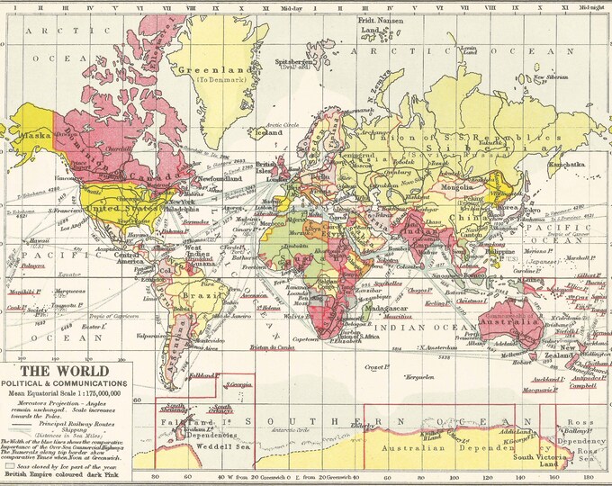 Political World Map Antique 1930s Home Decor Vintage Prints Etsy Il 680x540.2205391776 Oi5i 