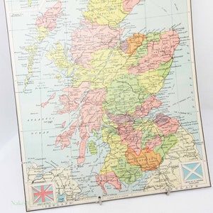 Antike Landkarte Schottland 1920 große politische Karte Kunst Historische Antik Highlands Lithographie Wandkunst Historische Reise