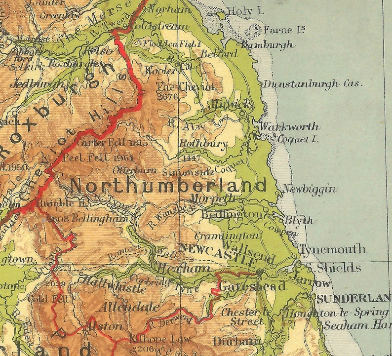 Nordengland Karte Reise Abenteuer Karten für Wohnkultur - Etsy.de
