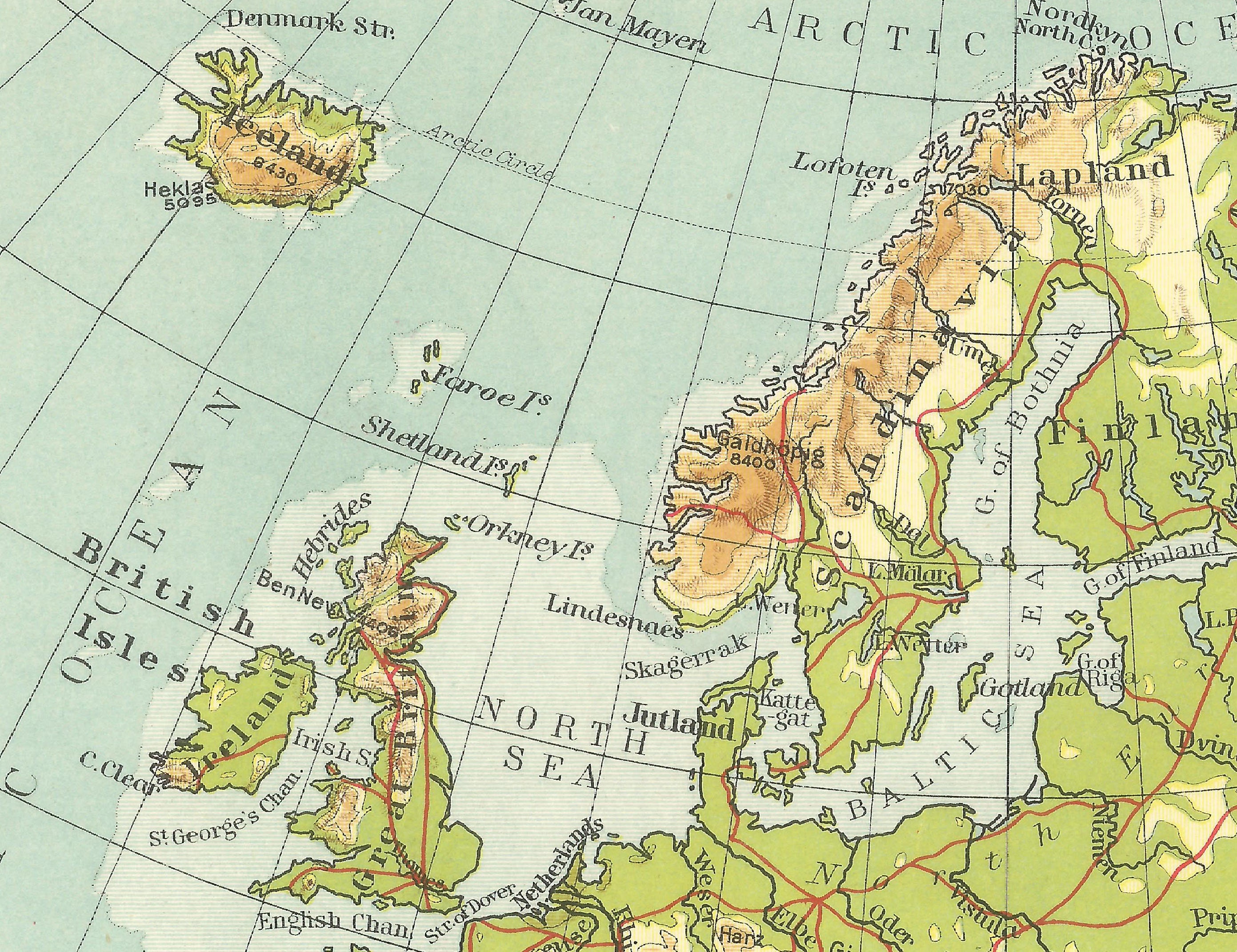 ヨーロッパ地形図 アンティーク 1910年代の旅行アドベンチャーマップ