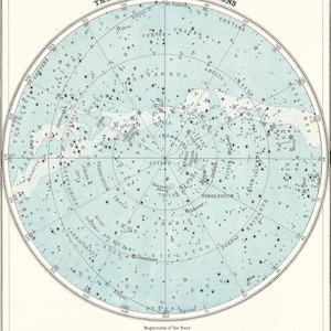 Southern Constellations Star map 1920s Antique Map home decor lithograph Vintage Prints old maps gifts space planets