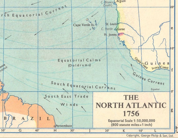 MAP ANTIQUE NORTH ATLANTIC OCEAN EUROPE AMERICA FRAMED ART PRINT B12X7084