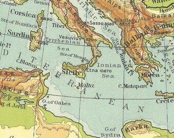 ヨーロッパ地形図 アンティーク 1910年代の旅行アドベンチャーマップ