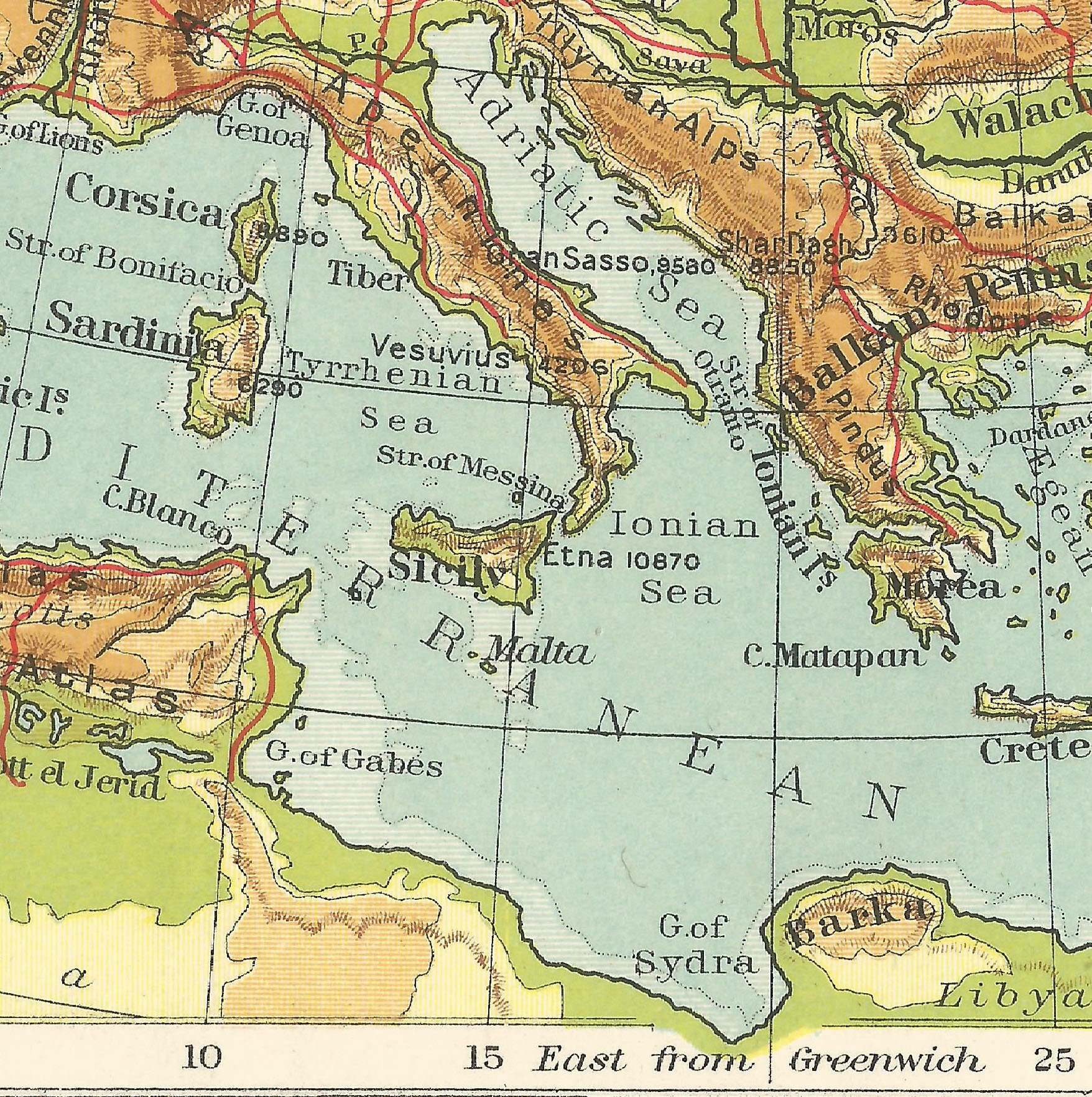 ヨーロッパ地形図 アンティーク 1910年代の旅行アドベンチャーマップ