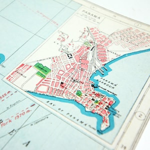 Mapa de ciudades antiguas de viajes de América Central de la década de 1920, regalo grande de Panamá, México, Costa Rica, Arte de pared
