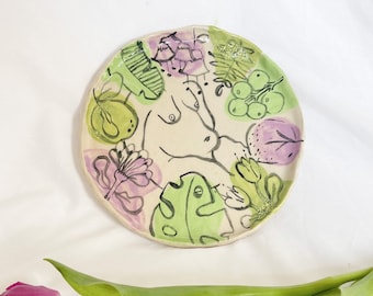 Large Botanical Body Plate - Handmade Ceramic Plate