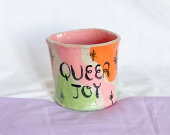 Handmade Ceramic Queer pot/planter , ceramic pinch mug, LGBTQ