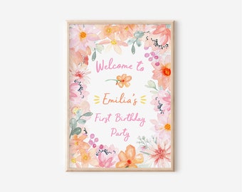 Wildflower Themed Welcome Sign - Floral - Leafy (digital file only - printable item)