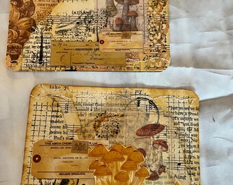 Junk Journal Altered Postcard or Journal Card Mushrooms