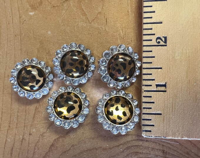Rhinestone Acrylic Buttons - Leopard Print, Set of 5 - Etsy