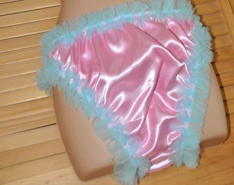 Sissy double layered satin slithery comfort posing panties in pink....wonderful silky bright pantie fun - Sissy Lingerie