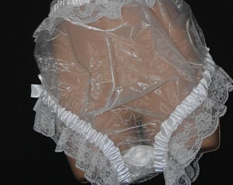 Sheer white/clear stiff organza big boy panties......fun lounging and showing off wear, Sissy Lingerie
