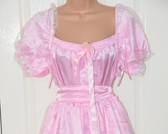 JOL - Sissy Bridal dress in slithery baby pink satin - 1XL, so silky and femme, crossdressing fun, Sissy Lingerie