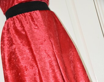 NH 76 - Red velvet flippy feminine skirt, crossdressers delight, swirling girly wear, Sissy Lingerie