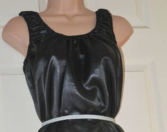 Soft satin all-in-one teddy, black silky soft lounging wear, Sissy Lingerie, SSX 6