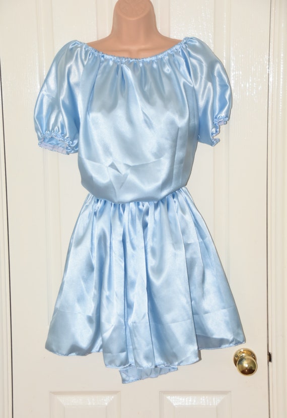 silky baby blue dress