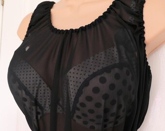 SSX 11 A - Soft sheer black Sissy Delight (SD) chiffony all-in-one teddy, so so soft lounging wear, Sissy Lingerie