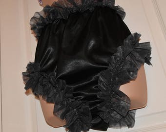 Sissy satin slithery chiffon lined posing panties in black....wonderful slithery silky fun - Sissy Lingerie