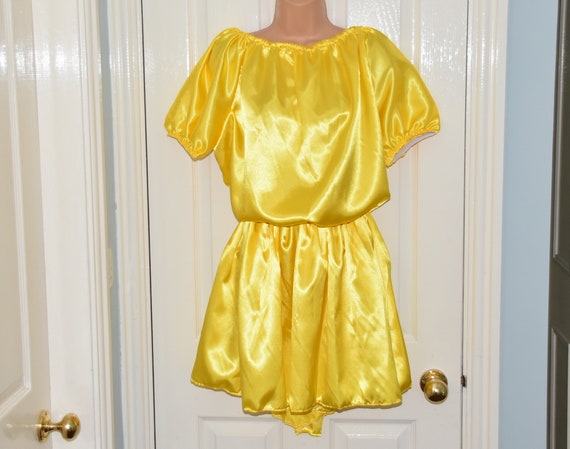 yellow silky dress