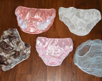 5 x panty pack, variety of materials, no frills for unobtrusive everyday wear, Sissy Lingerie