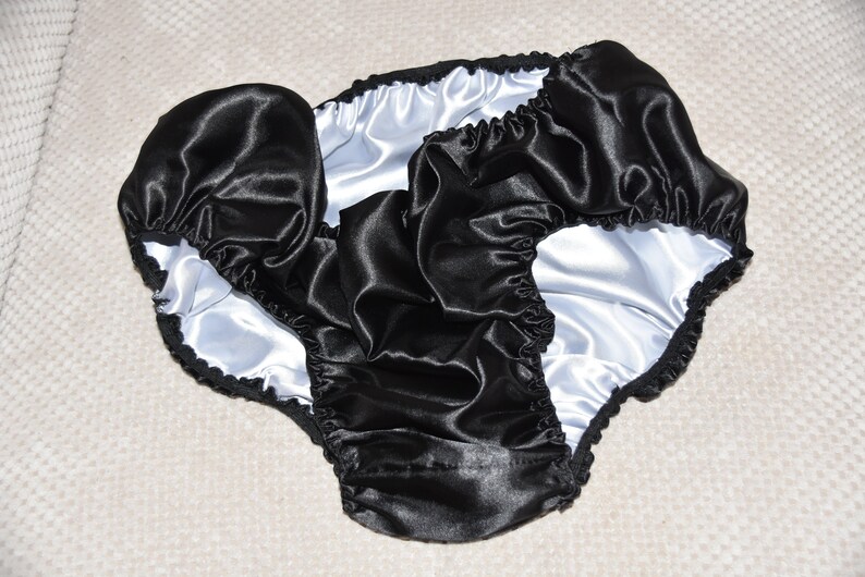 DOUBLE layered black and white satin panties inside panties Etsy