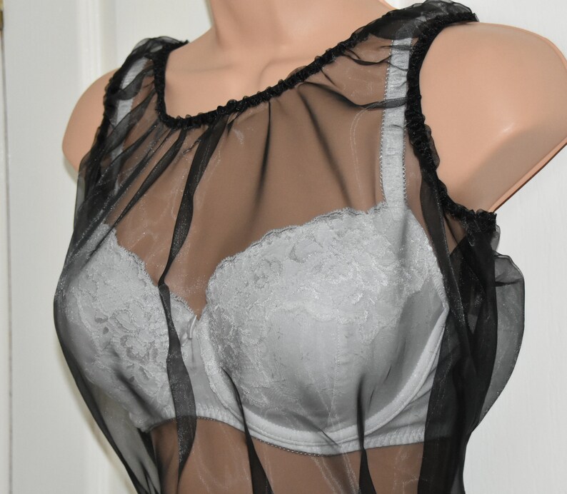 Sissy Lingerie perfect crossdressing fun wear so sheer and see-through Black organza teddy