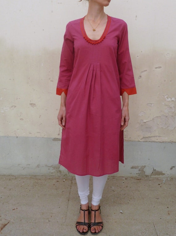Vintage kurta dress tunic Anokhi pompoms Rajasthan