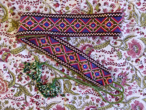 Vintage indian raw silk belt size L Shrujan embro… - image 1