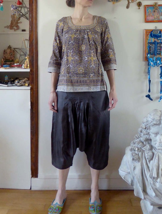 Vintage indian Anokhi silk dhoti sarouel pants hip