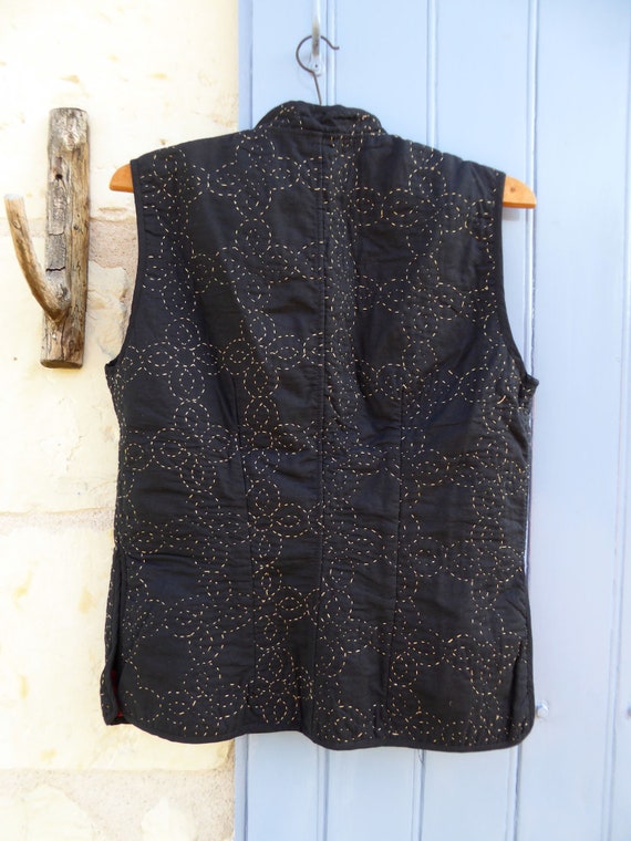 Vintage indian quilted waistcoat jacket Anokhi hi… - image 6