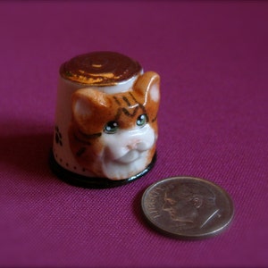 Kitty Cat Thimble, Allyson Nagel Porcelain Original Design