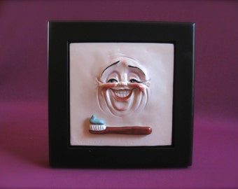 Porcelain Framed Art Tile, Dental Ceramic Bathroom Tile, Sculpture,  Allyson Nagel Original Designs