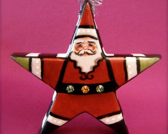 Santa Star Ornament -- Allyson Nagel - A.N. Original Designs -- Porcelain Christmas Ornaments