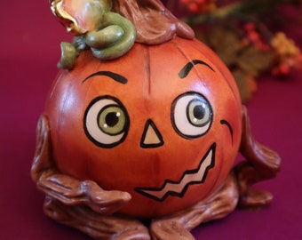 Jack O Lantern, Pumpkin, Spooky, Harvest, Vine,  Allyson Nagel - A.N. Original Porcelain Designs -- Halloween Fall Autumn Decor