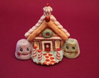 Gingerbread House, Candy, Gumdrops, Holidays, One Piece S&P Shaker, Salt and Pepper, Allyson Nagel Porcelain Original
