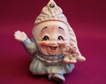 Snow Princess Birthday Egg -- Allyson Nagel - A.N. Original Designs -- Humpty Dumpty Porcelain Figurines