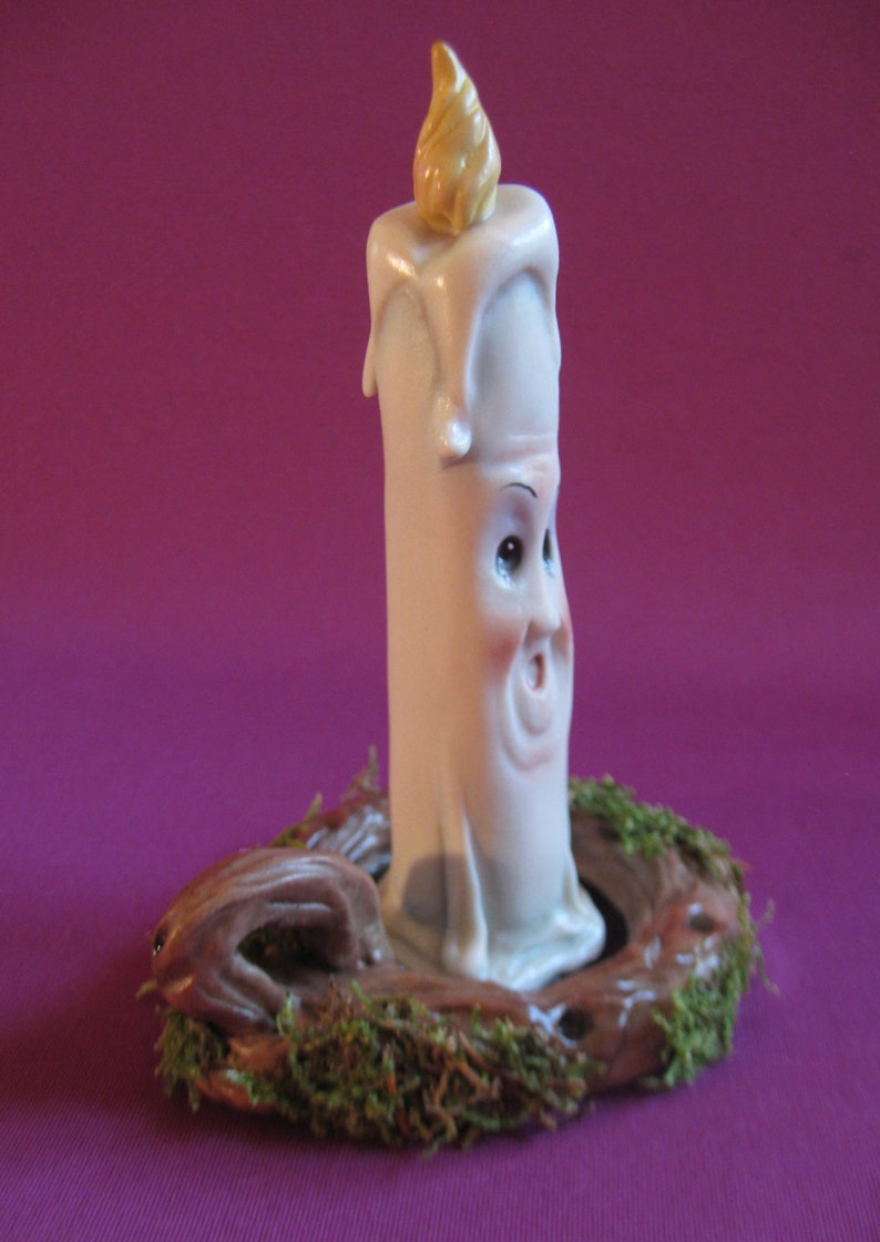 Porcelain Anthropomorphic Halloween Candlestick, Allyson Nagel Original Design image 2