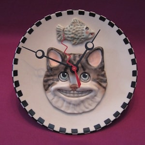 Kitchen Meal Time Kitty Clock -- Allyson Nagel - A.N. Original Designs -- Porcelain Retro Design