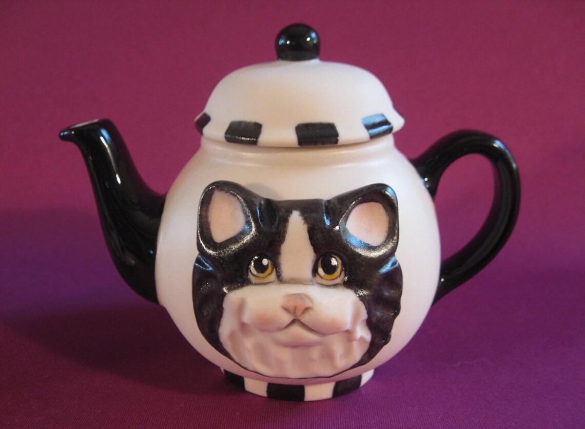 Kittpot Tea Set Kitty Cat Teapot Cup and Saucer Allyson Etsy