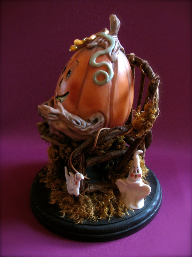 Halloween Jack-O-Lantern Pumpkin Ghosts Vignette, Allyson Nagel Original Porcelain Design image 2