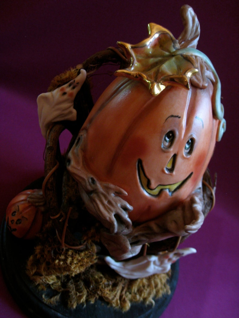 Halloween Jack-O-Lantern Pumpkin Ghosts Vignette, Allyson Nagel Original Porcelain Design image 5