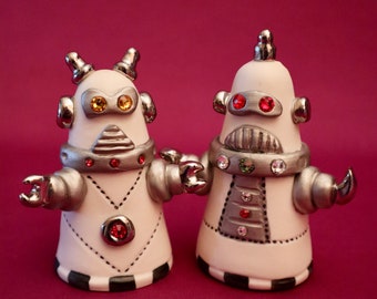 Robots, Midcentury, Outer Space, Rockets, Salt 'n Pepper Shaker, Allyson Nagel - A.N. Original Designs -- Limited Edition