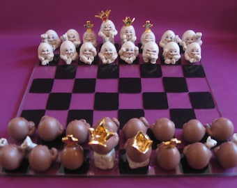 Egg Mate! Chess Set, Allyson Nagel, Porcelain Originals, Humpty Dumpty!