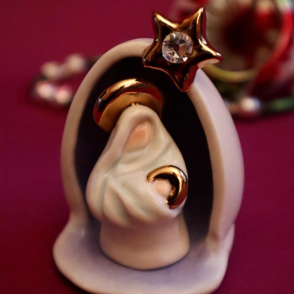 Virgen con el Niño, Navidad, Natividad, Festividad, Edición limitada, Mini salero y pimentero de una pieza, Porcelana original de Allyson Nagel