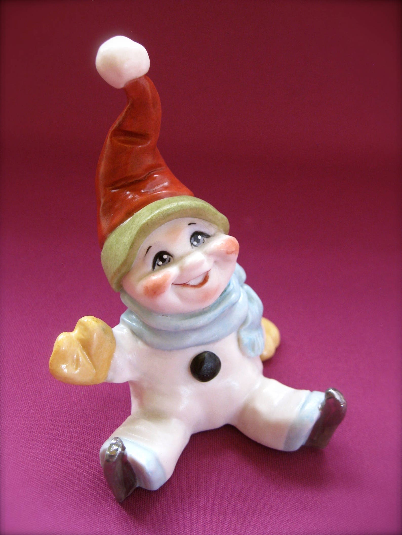 Snowman Frosty Ice Skating Porcelain Figurine Ceramic Etsy UK