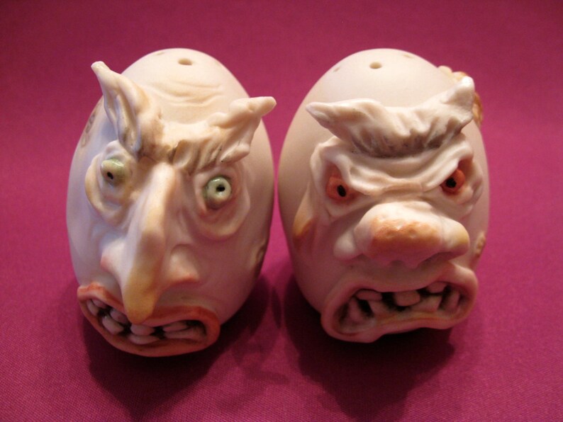 Monster Rotten Eggs Porcelain Salt and Pepper Shaker, S&P, Allyson Nagel Original Designs image 1