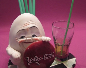 Yolka Cola,  Allyson Nagel, A.N. Original, Eggs,  Humpty Dumpty, Coca Cola, Porcelain, Sculpture, Ceramic, Novelty
