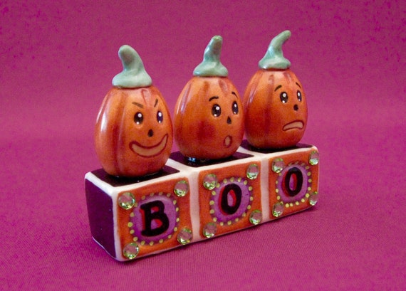 Pumpkin Boo Jack O Lanterns One Piece S P Shaker Porcelain Etsy