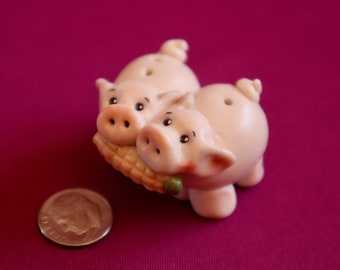 Piggies, Corn, Mini One Piece Salt and Pepper Shaker, Porcelain Eggs, Allyson Nagel Original